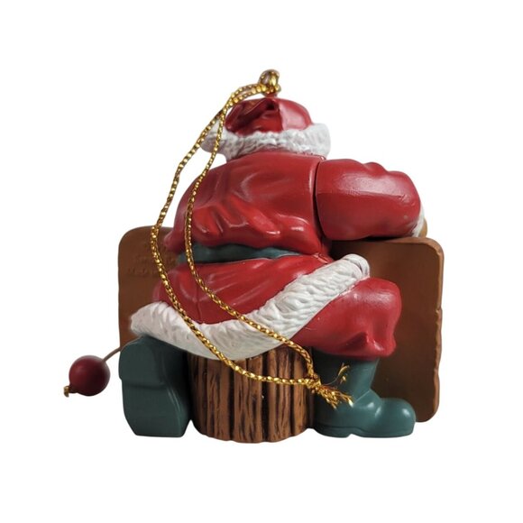 Santa's Best Christmas Ornament Sign of the Times Santa Carving 1992 VTG READ - Picture 5 of 12